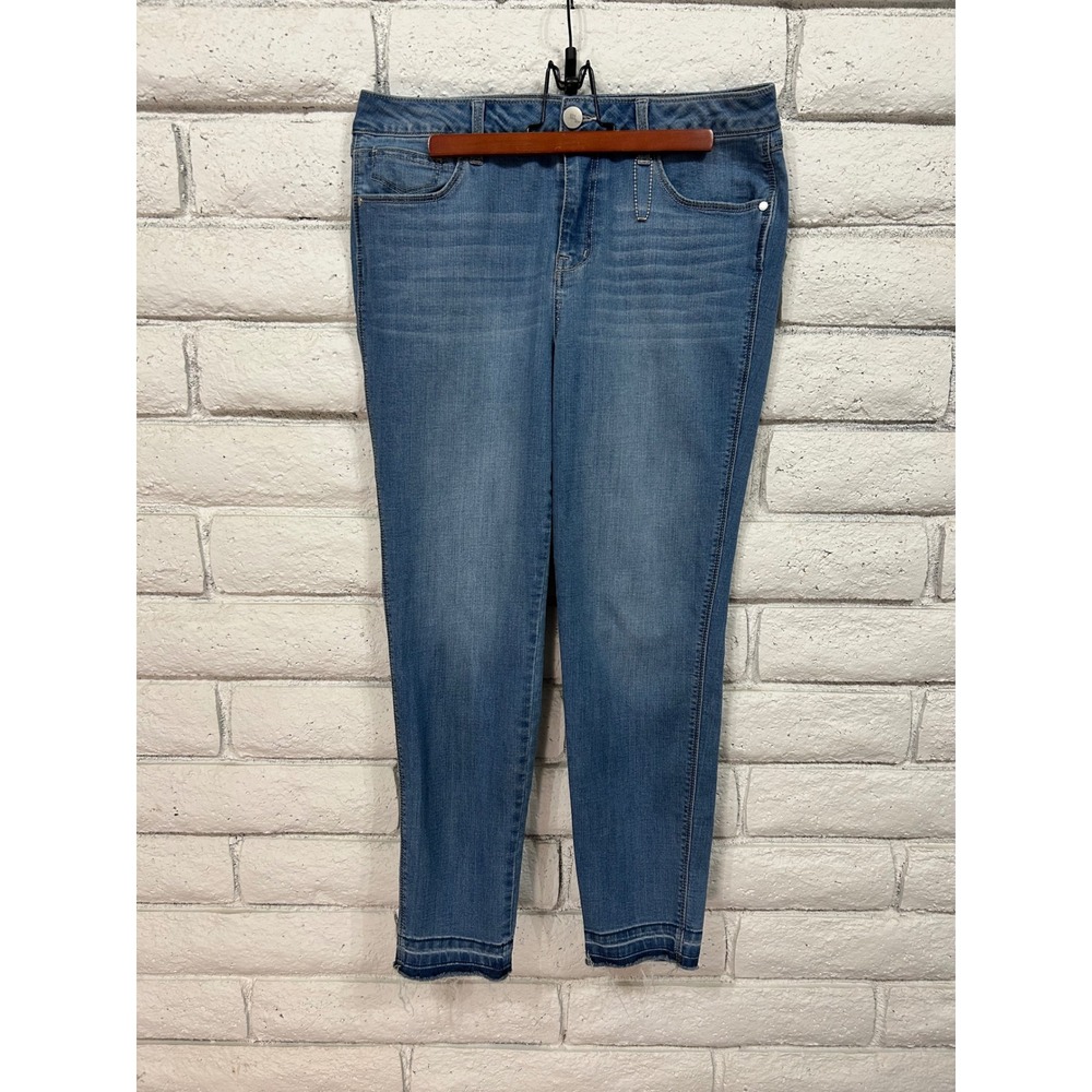 1822 Denim Womens Skinny Jeans Medium Wash Released Raw Hem Size 12
